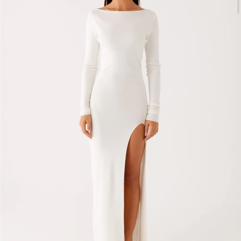 Peppermayo White Long Sleeve Dress with Slit